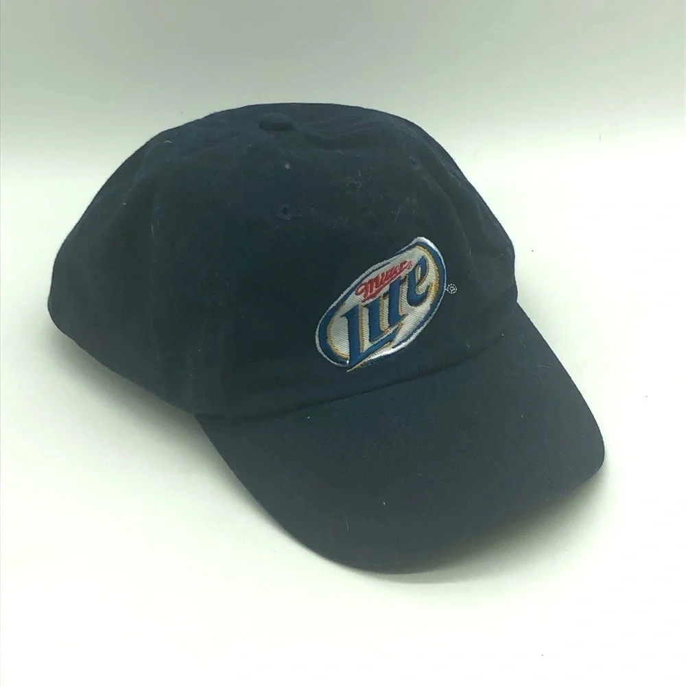 Miller Lite Hat Navy Embroidered Logo Adjustable Strapback Baseball Cap